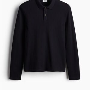 H&M Navy Polo Shirt with waffle pattern